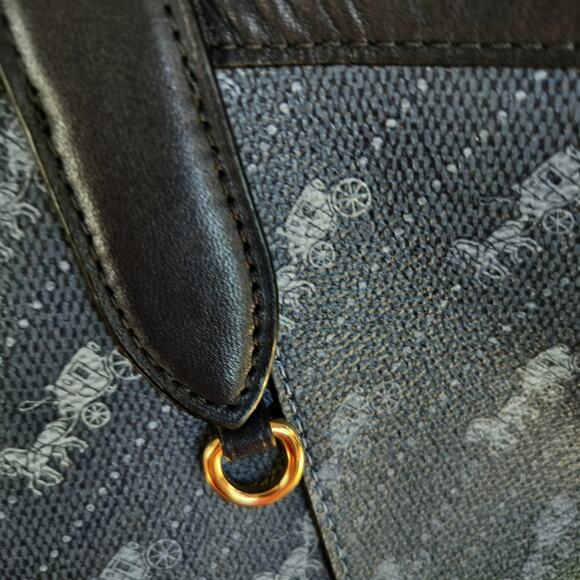 4742) Coach Denim Diagonal Horse Carriage Print Coated Canvas Tote Bag C4061 - Picture 3 of 13